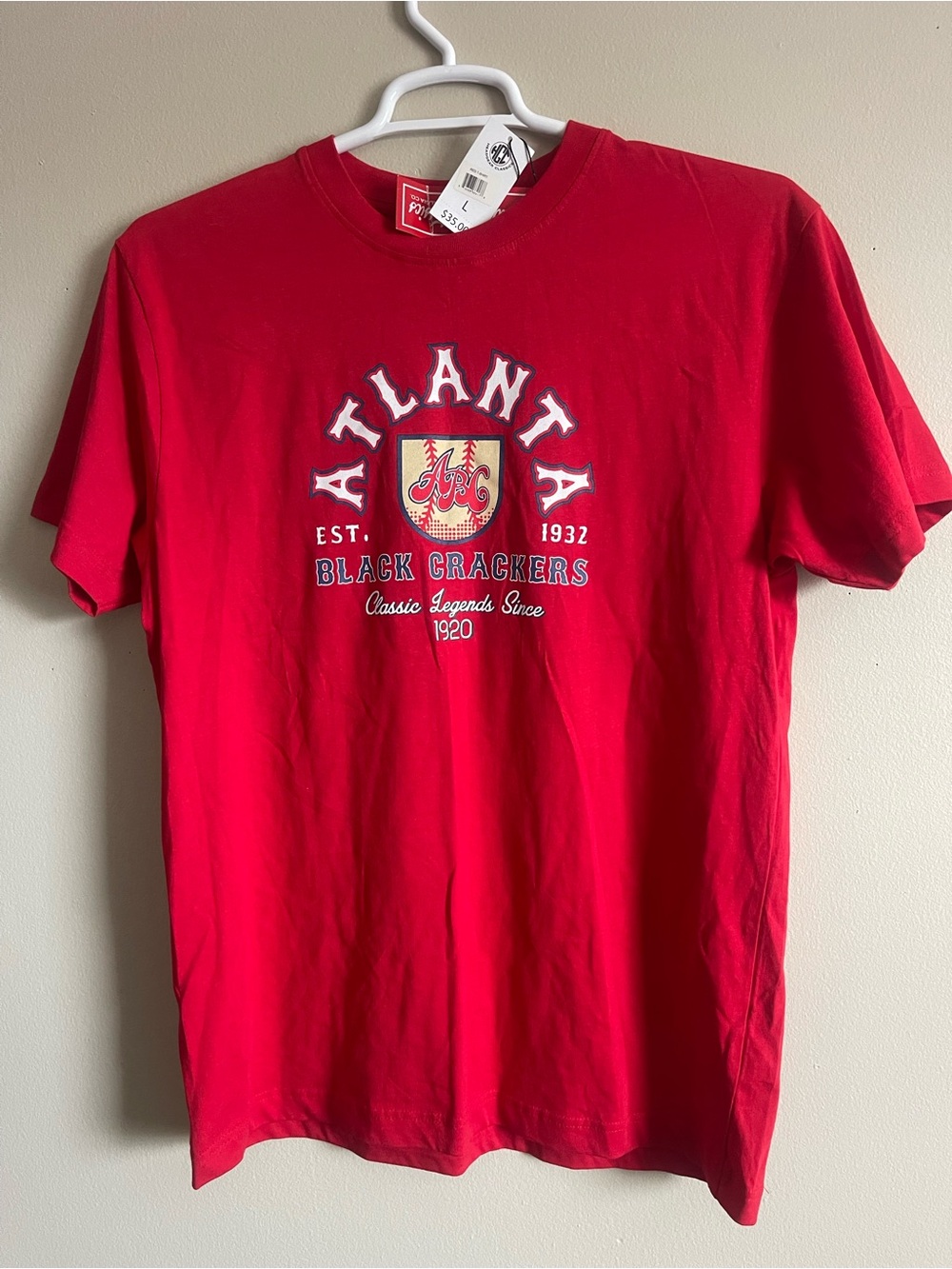 Atlanta Black Crackers Red Graphic Tee Size L